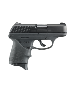 Ruger EC9s 9mm Luger Black Oxide Alloy Steel 3.5" Barrel 7+1, Black High Performance Glass-Filled Nylon Frame, Black Oxide Hardened Steel Slide, Hogue Beavertail Handall Grip Sleeve With Cobblestone Texturing