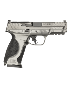 Smith & Wesson M&P M2.0 Metal Optic Bundle Full Size Frame 9mm Luger 17+1, 4.25" Black Armornite Stainless Steel Barrel, Tungsten Gray Cerakote Optic Cut/Serrated Stainless Steel Slide, Tungsten Gray Cerakote Aluminum Frame w/Picatinny Rail