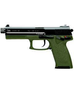 HK Mark 23, 45 ACP 12+1, 5.87" Black Threaded Barrel, Black Cerakote Serrated Steel Slide, OD Green Polymer Frame w/Accessory Rail