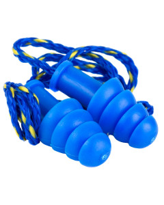 Walker's Ear Plugs, Rubber Corded - Blue
