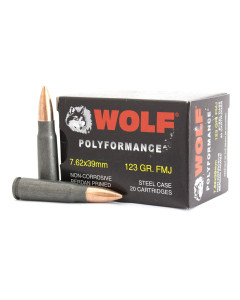 Wolf 7.62x39mm 123gr FMJ Steel Case Rifle Ammo