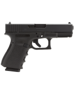 Glock 19 Gen 3 Compact 9mm 15+, 4.02" Black Stainless Steel Barrel, Matte Black Serrated Steel Slide, Black Polymer Frame w/Picatinny Rail, Black Finger Grooved Grip Right Hand 